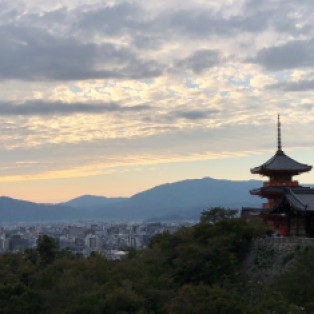 Looking over Kyoto as sunset approaches from the Kiyomizu-dera on the outskirts of the city